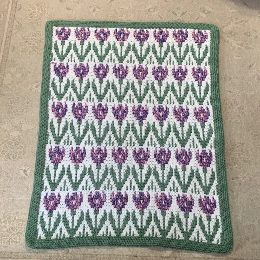 Handcrafted Mosaic Crochet Tulip Blanket